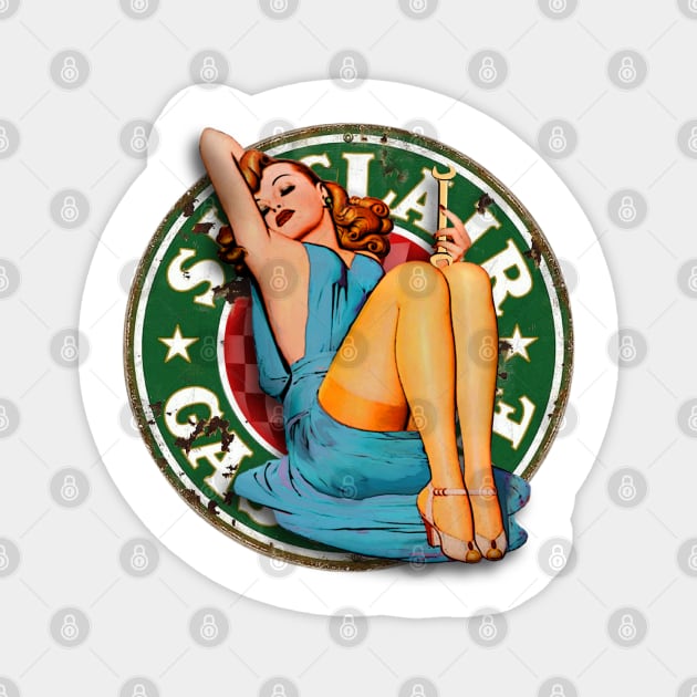 Ms Sinclair Pin Up Girl - Holding Wrench Magnet by Wilcox PhotoArt