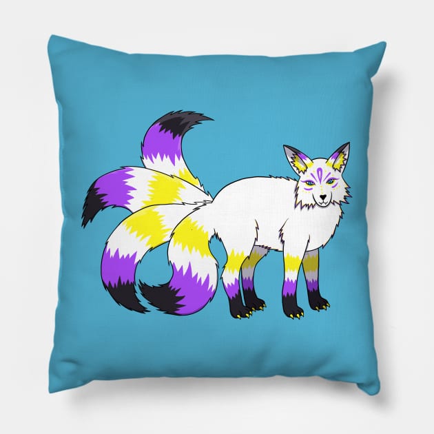 Nonbinary Kitsune Pillow by koalaotter