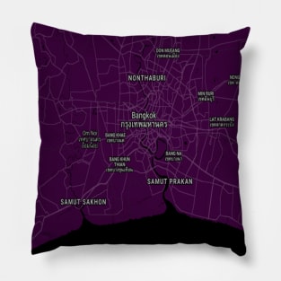 Bangkok deep purple map Pillow