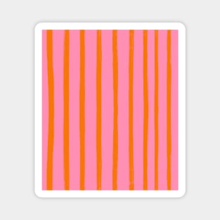 Pink and Orange Brushstroke Stripes Magnet