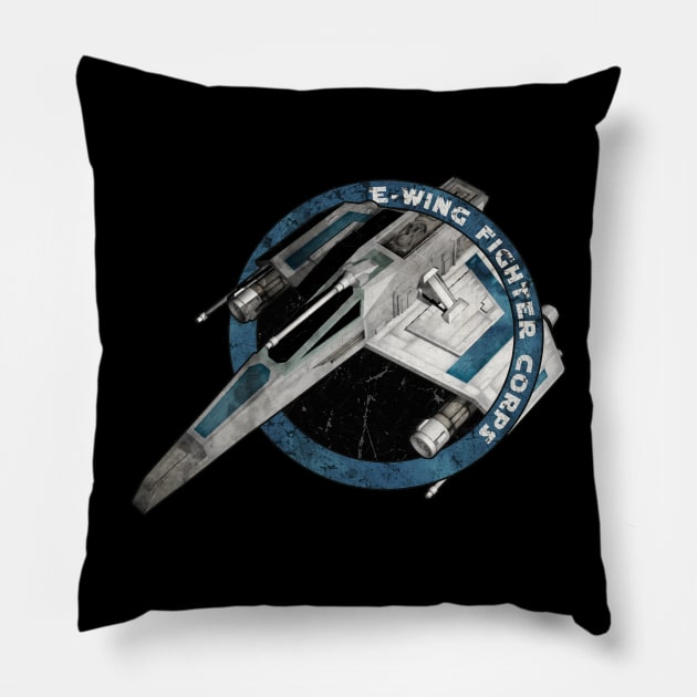 E - WING FIGHTER CORPS BLUE ONE Pillow by mamahkian