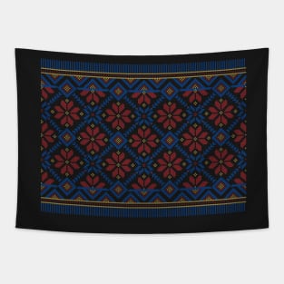 Palestinian Jordanian Traditional Tatreez Realistic Embroidery Design #6 red-blu Tapestry