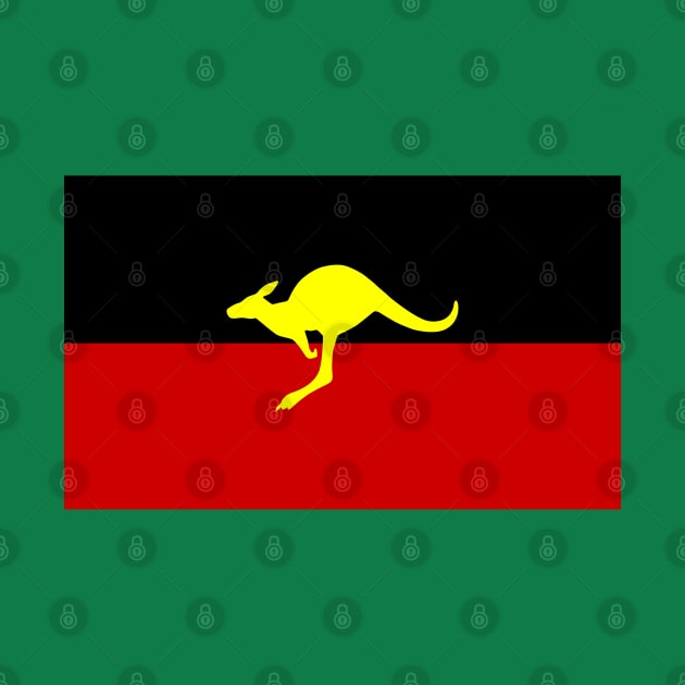 Aboriginal Australian Flag - Kangaroo Silhouette by Historia