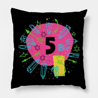 Abstract Celestial Crystals Stars Candy Colors Number Five Pillow