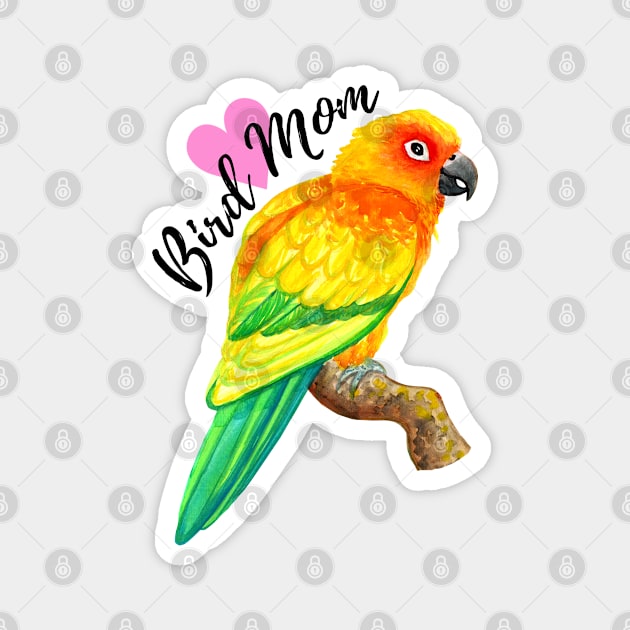 Sun Conure Bird Mom (Black) Magnet by IvyLilyArt