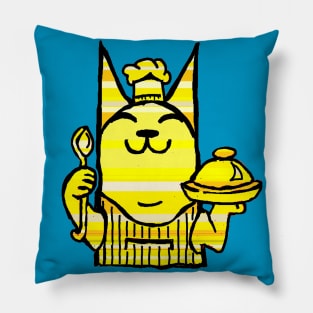 cat cooking chef kitten cookery pop by LowEndGraphics Pillow