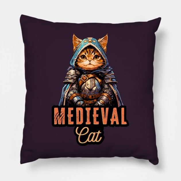 Medieval Cat: Fantasy Armor Design Pillow by AmandaOlsenDesigns