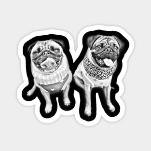 Smiling Pug Dog Pencil Art Magnet