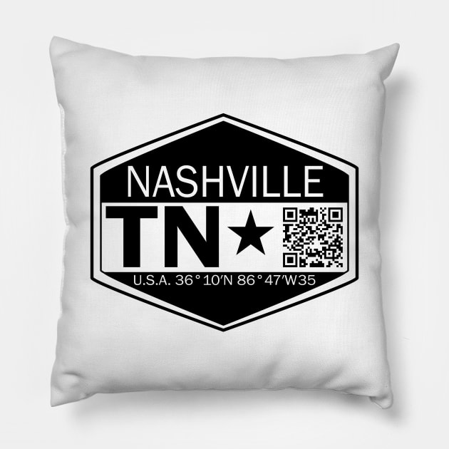 New Vintage Travel Location Qr  Nasville TN Pillow by SimonSay