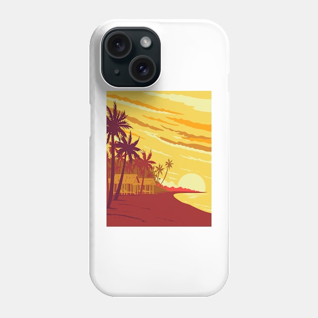 Beach in Phu Quoc Island During Sunset in Kien Giang Province Vietnam WPA Art Deco Poster Phone Case by patrimonio