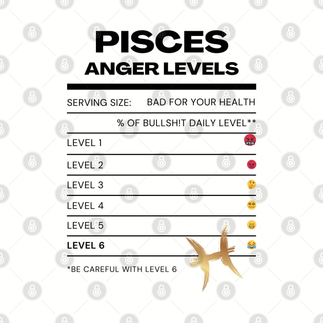 PISCES ANGER LEVELS by Veritè Kulture Vulture T-Shirts & Apparel