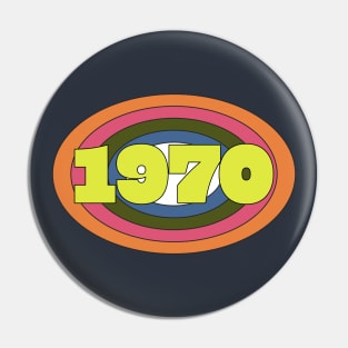 Yellow Year 1970 Rainbow Ellipse Vintage Typography Pin