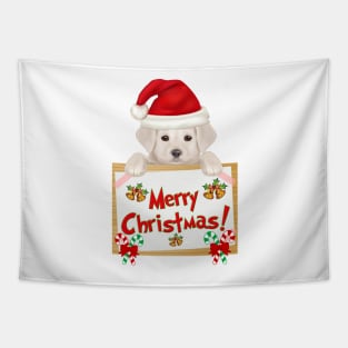 Merry Christmas Yellow Labrador Retriever Puppy! Especially for Lab owners! Tapestry