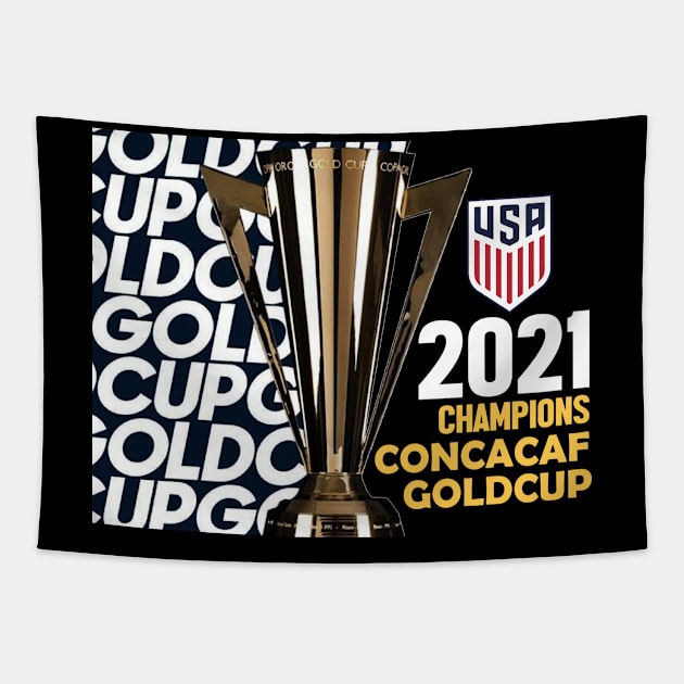 usa champions 2021 gold concacaf trofi Tapestry by KyleCreated