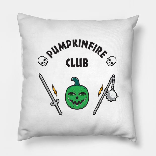 PUMPKINFIRE CLUB - GREEN COLOR Pillow by Dayat The Thunder