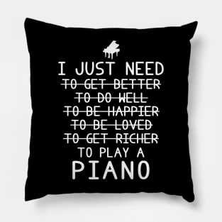 Key to Success: Piano, Improvement, Happiness, Love, Riches, and Play! Pillow