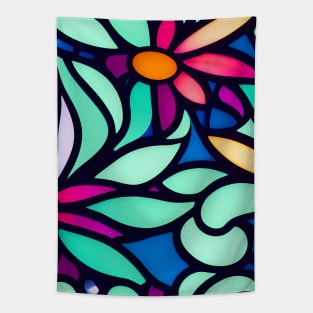 Vibrant Multicolor Flower Abstract Art - Stained Glass Tapestry