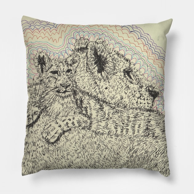 Mother and baby Lion Pillow by SamsArtworks