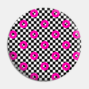 Checkers and Daisies (black-pink) Pin