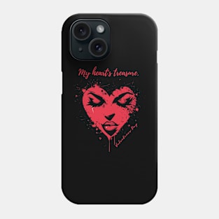 My heart's treasure. A Valentines Day Celebration Quote With Heart-Shaped Woman Phone Case
