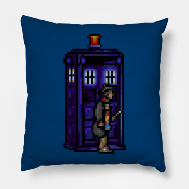 Pixel-Doctor: Fourth Doctor Pillow by RiottDesigns