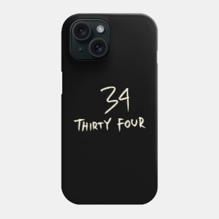 Hand Drawn Letter Number 34 Thirty Four Phone Case