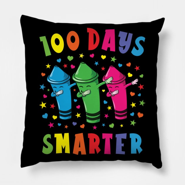 100 Days Smarter 100 Days Of School Dabbing Crayons Pillow by silentsoularts