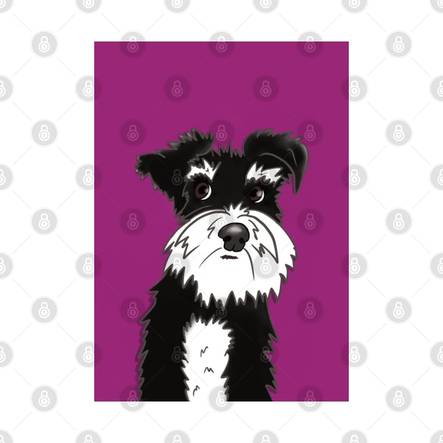 Dante the Black and White Miniature Schnauzer Dog by NattyDesigns