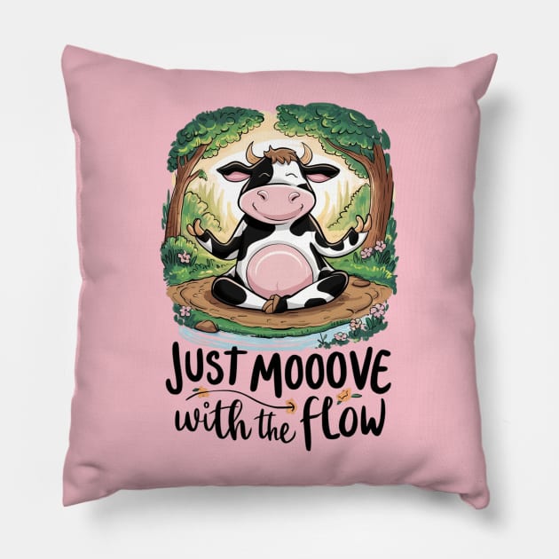 Zen Bovine: Moo-ditation Tee Pillow by UrbanBlend