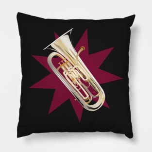 Euphonium on dark red Pillow