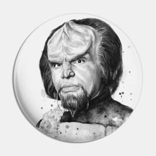 Worf Watercolor Painting Pin