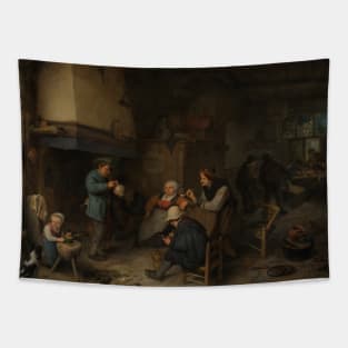 Farmers' Company Indoors by Adriaen van Ostade Tapestry