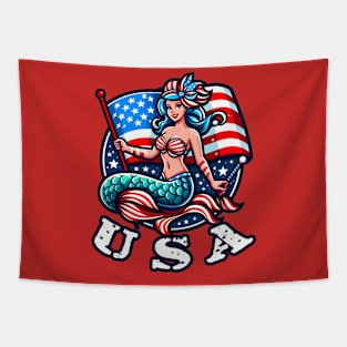 USA Mermaid Tapestry