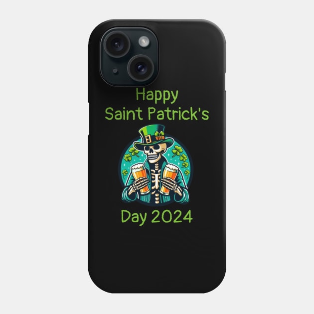 St Patricks Day 2024. Irish Skull Men Phone Case by BukovskyART
