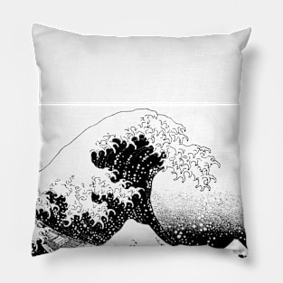 The Great Wave off Kanagawa Black and White Japanese Streetwear Pillow