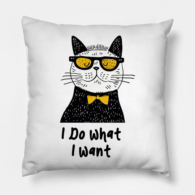 Sassy Cat Swagger - Funny cat Pillow by Vectographers