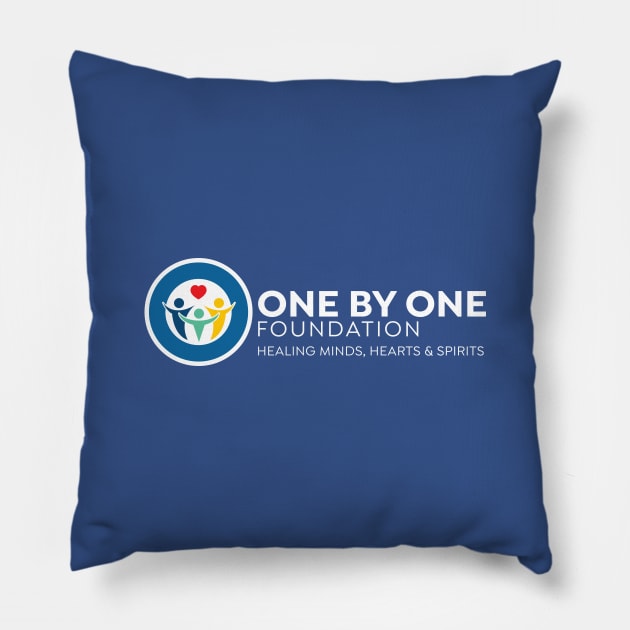 One By One Foundation - landscape logo with white letters Pillow by onebyonefoundation