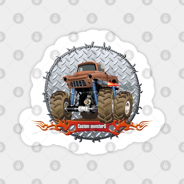 Cartoon monster truck Magnet by Mechanik