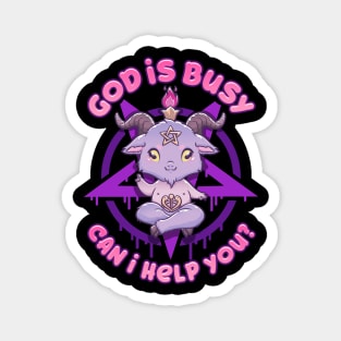 God Is Busy Can I Help You? - Cute Anime Baphomet Magnet