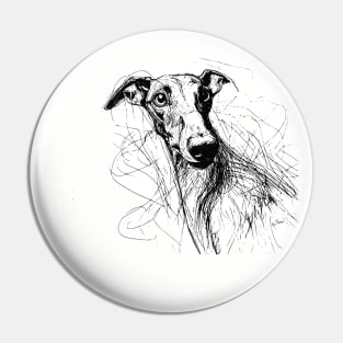 Greyhound ballpoint pen drawing Pin