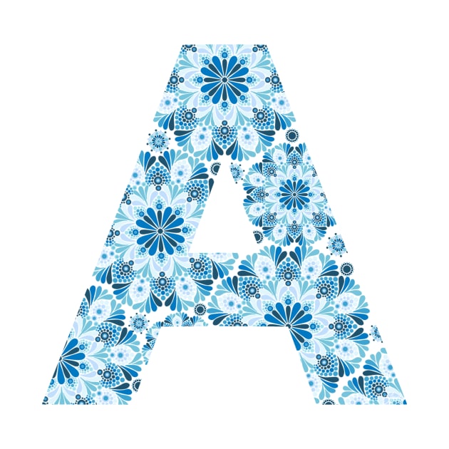 Floral Mandala Capital Letter A blue by Shaseldine