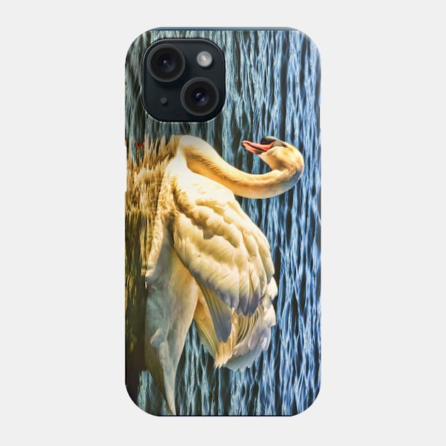 Swan wading on water in sunshine Phone Case by Blue Butterfly Designs 