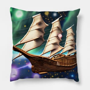 Fantasy Spacefaring Ship Pillow