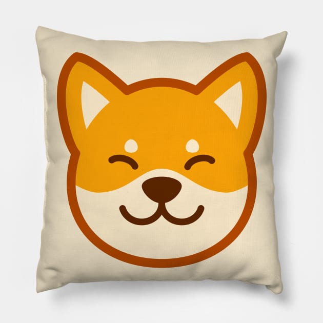 Gold Shiba: Eyes closed smile Pillow by Red Wolf