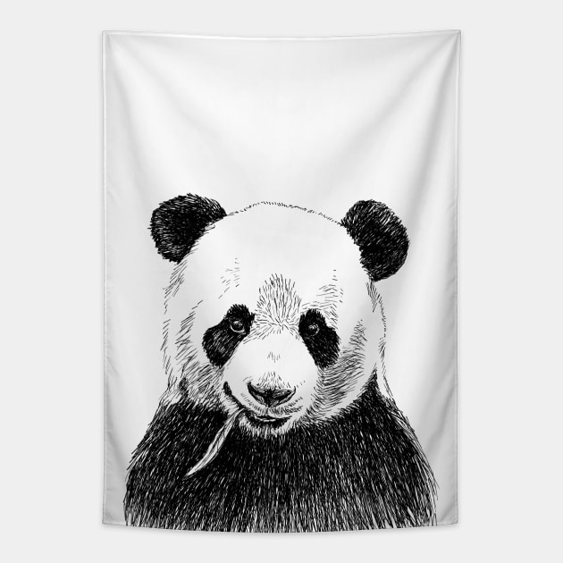 Panda Head Print Tapestry by rachelsfinelines