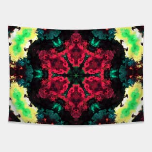 Psychedelic Hippie Flower Red Teal Black and Green Tapestry