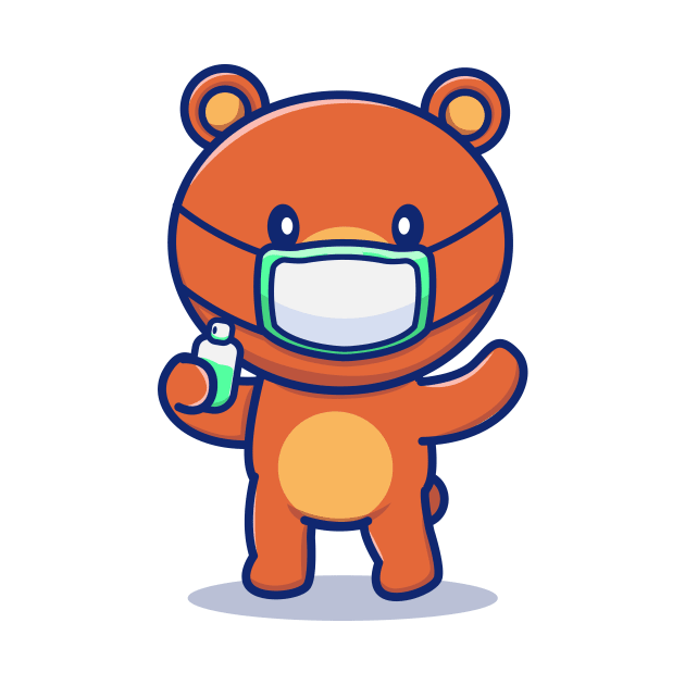 Cute Bear Wearing Mask Holding Sanitizer by Catalyst Labs