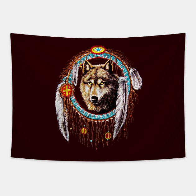 Wolf dreamcatchers Tapestry by Dezigner007