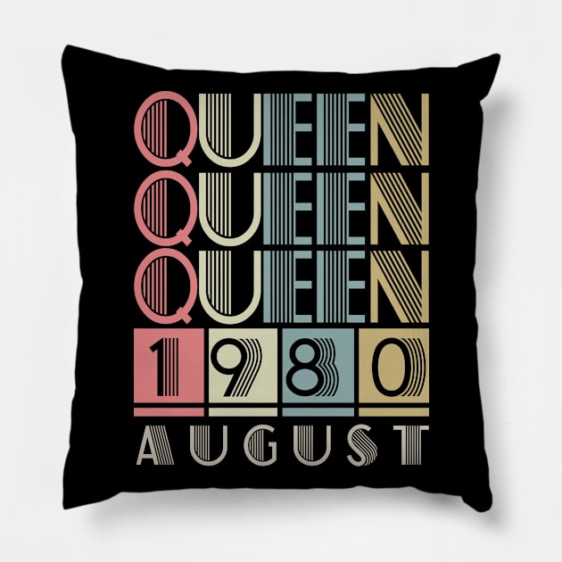 1980 - Queen August Retro Vintage Birthday Pillow by ReneeCummings