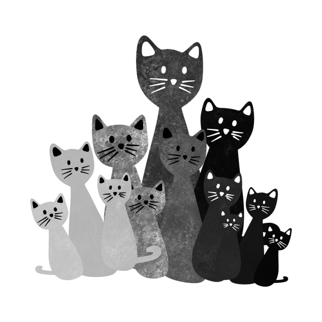 Black and White Cats by Kelly Louise Art